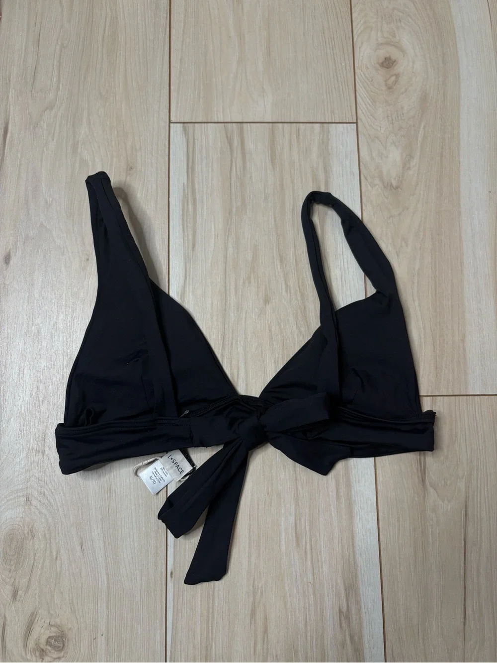 L*Space Black Triangle Bikini Top XL Tie Back Adjustable Swim Top Minimalist
